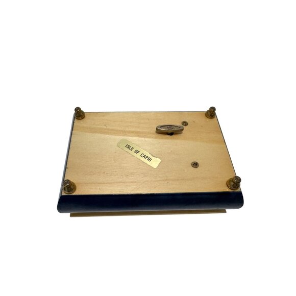 Italian Blue Music Instrument Inlaid Wooden Jewelry Trinket Box Isle Of Capri - Picture 6 of 7